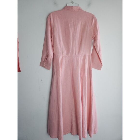 AND Women Pink A-Line Button Down Shirt A-Line Linen Blend Dress size 8 - Picture 3 of 10